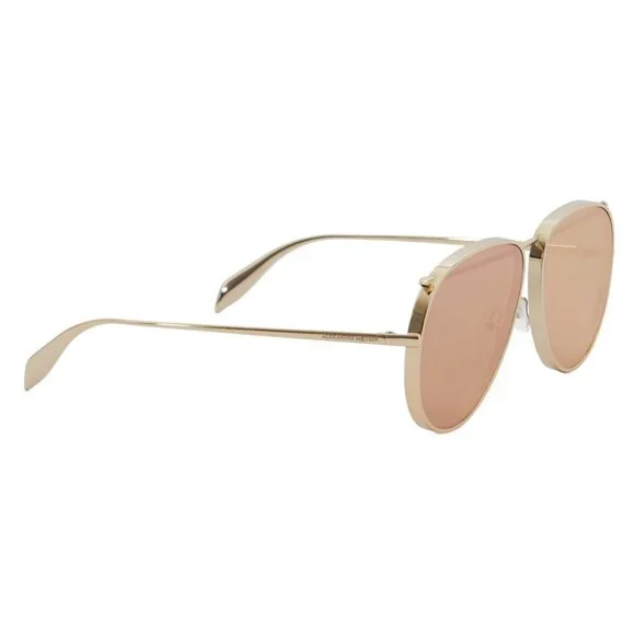Alexander mcqueen piercing pilot metal sunglasses Metal Plaque Pilot Sunglasses in Gold | McQueen US main image 4